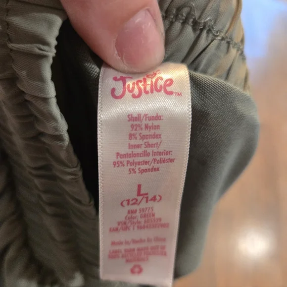 Justice Olive Green Drawstring Athletic Shorts - Picture 5 of 5